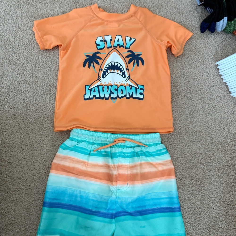 Jumping Beans Orange and Blue Rashguard Swim Set
